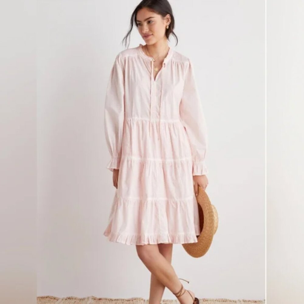 Anthropologie Othilia Desdemona Pink Tiered Puffed Sleeves Dress Plus Size 1X